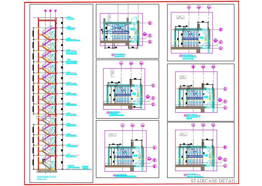 Multi-Storey Staircase Design- Free AutoCAD DWG with Floor Plans